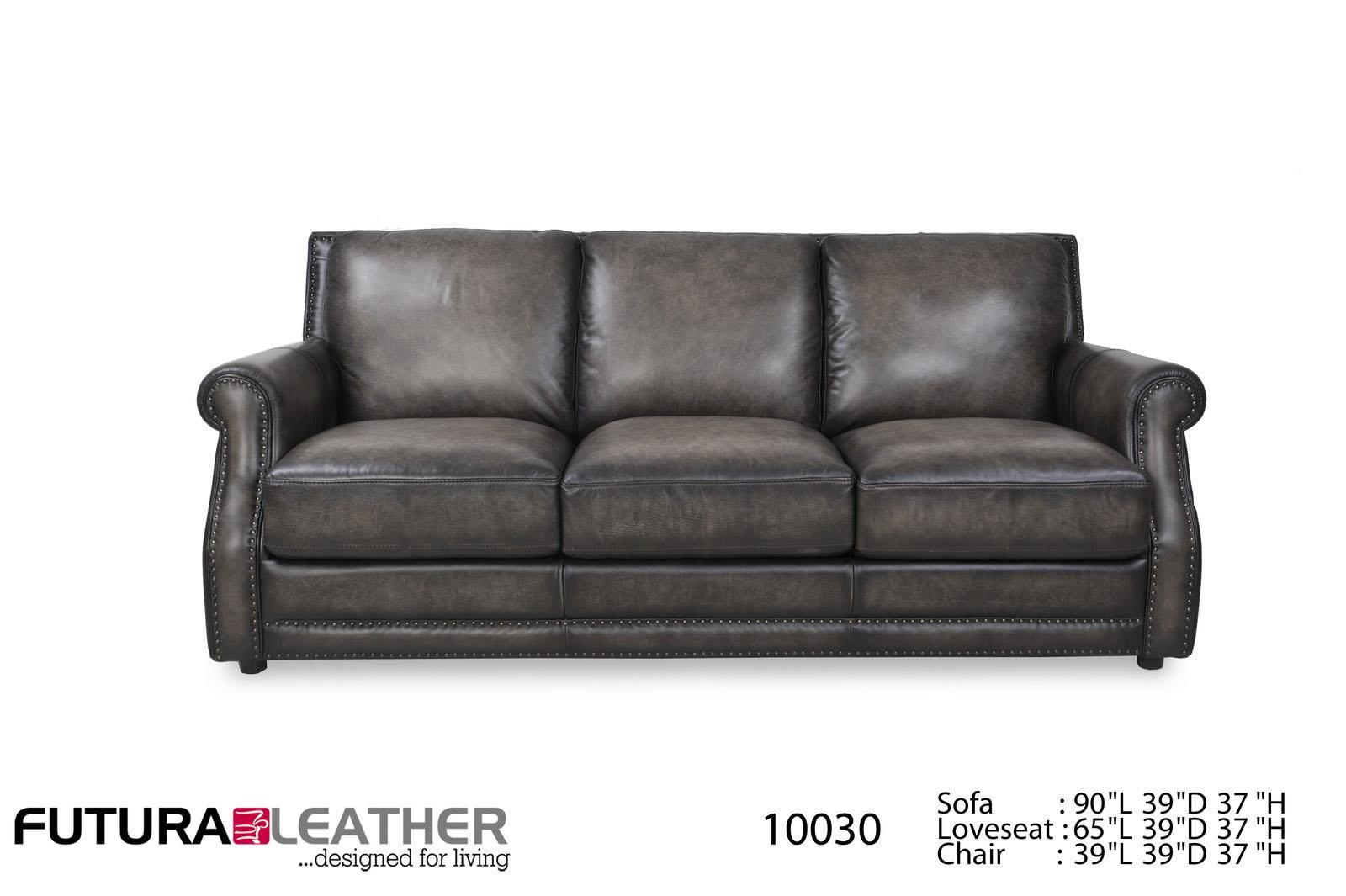 Futura Leather Fusion Fusion Charcoal Leather Sofa Great American